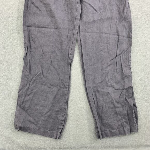 Allen Allen Pants Womens Large Gray Linen Wide Leg Pull On Casual Relaxed Fit - Picture 3 of 14